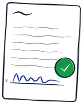 A signed quote with a green check.